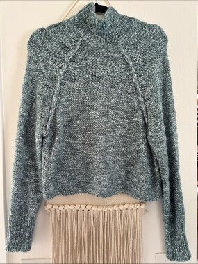 O'Neill Heathered Teal Mock Neck Raglan Sweater